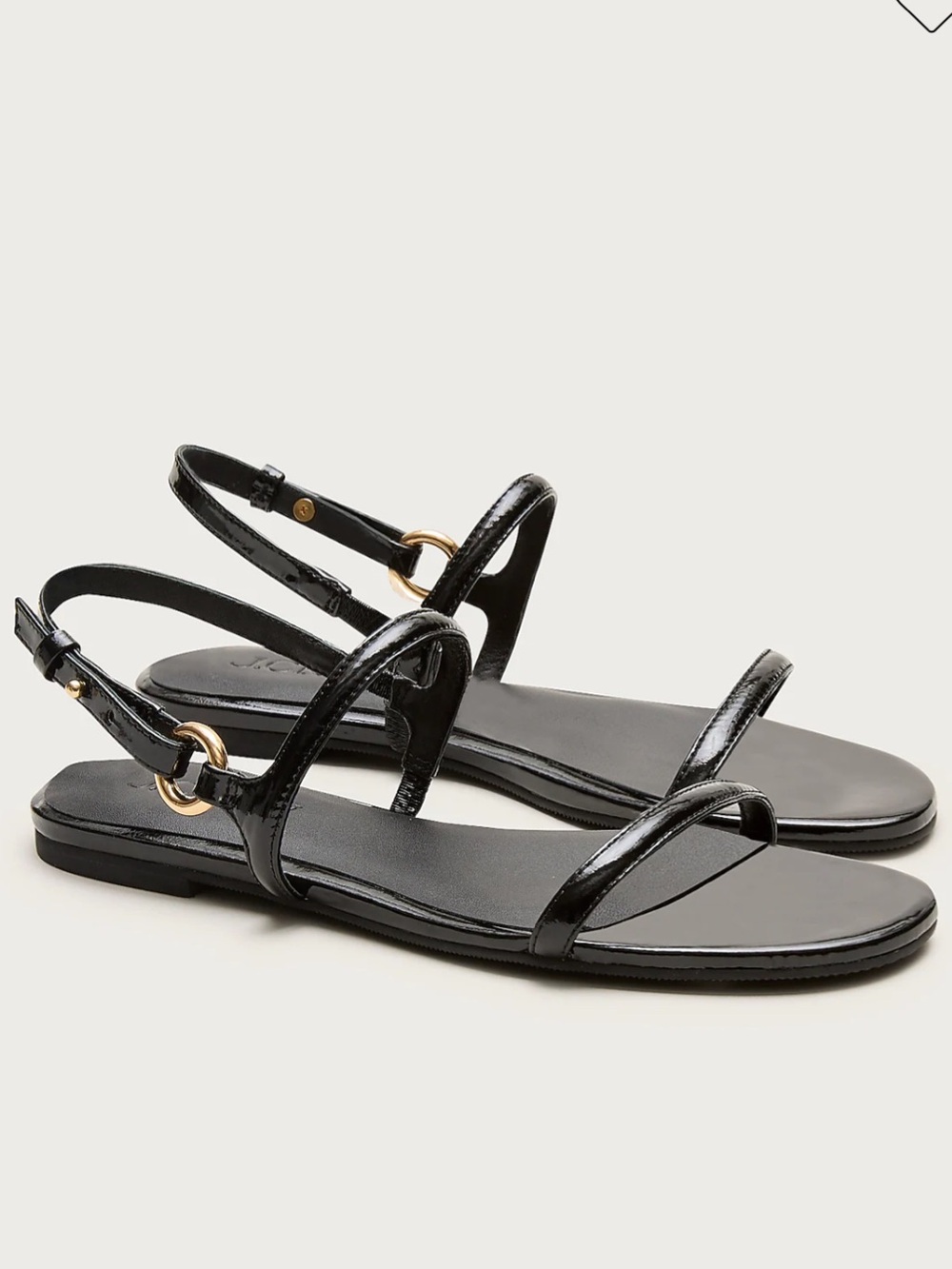 J.Crew Audrey Sandals In Patent Leather Black NEW $128 Size 9